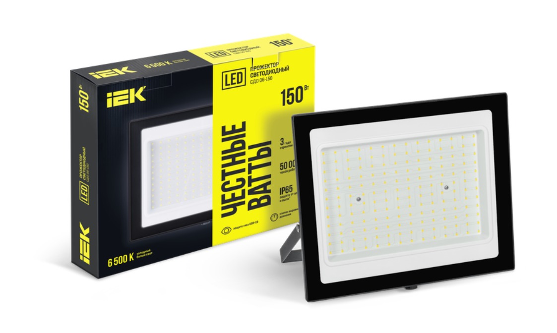 Прожектор светодиодный СДО 06-150 6500K IP65 черный IEK