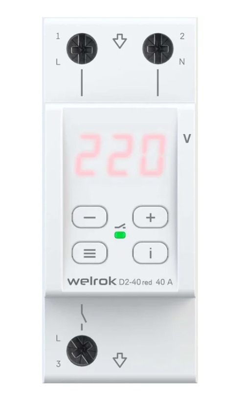 Реле напряжения WELROK D2-40 red
