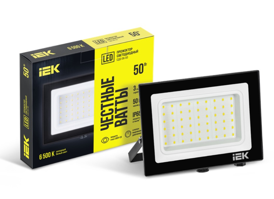 Прожектор светодиодный СДО 06-50 6500K IP65 черный IEK