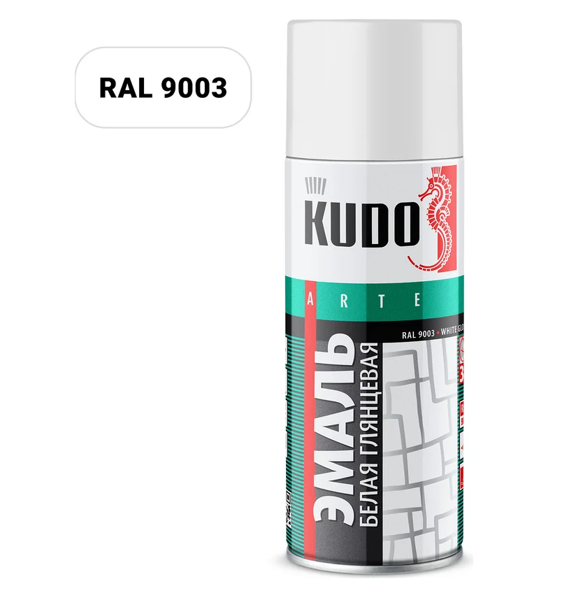 Краска аэрозоль №1001 белая глянцевая KUDO 520 мл