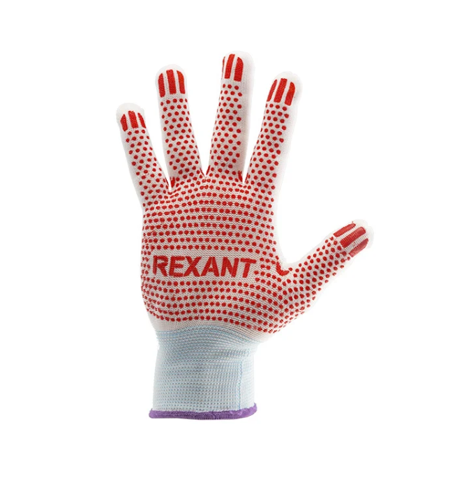 Перчатки х/б нейлоновые ПВХ (точка) REXANT