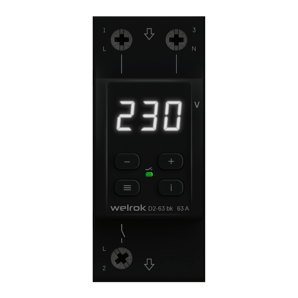 Реле напряжения WELROK D2-63 black